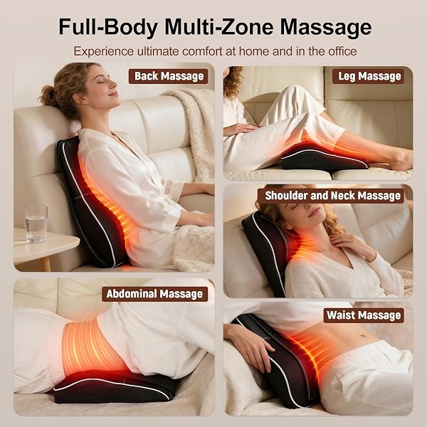 LANMUN BACK AND NECK MASSAGER WITH HEAT, DEEP TISSUE SHIATSU MASSAGE PILLOW