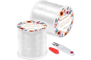 Nexkayee Elastic String for Bracelets, Wear-Resistant Bead Stings for DIY Bracelet, Necklace and Jewelry Making, White, 2 Rolls, 0.8mm
