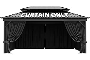 SNUBBULL 12'X16' Gazebo Curtains Outdoor Waterproof with Hanging Rings, 4-Panel Double Zipper Sidewalls Universal Replacement Privacy Curtain, Outdoor Gazebo Curtains for Patio, Backyard(Curtains Only)