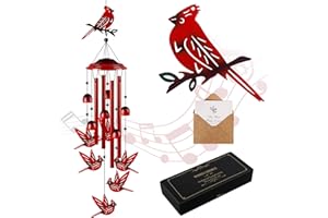 YHmall Cardinal Wind Chimes for Outside, Cardinal Gifts for Women Soothing Tones Memorial Wind Chime for Garden, Yard, Patio Decor, 35" Windchimes Outdoors for Christmas, New Year