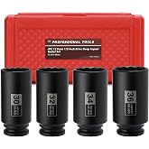 Mayouko 4PCS 1/2" Drive Deep Axle Nut Impact Socket Set, CR-MO, 12 Point Design, Metric, 30,32,34,36mm, 1/2 Inch Extra Deep Impact Socket