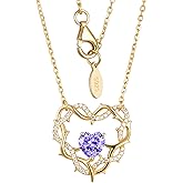 Kstyle Christian Valentine's Day Gifts for Women - 14k Gold Crown of Thorns Birthstone Pendant Necklaces for Women, Religious Anniversary Birthday Jewelry Non Tarnish 18"+2"