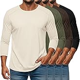 August Alley 4 Pack Men's Big and Tall Shirts, Long Sleeve Crew Neck T Shirts Basic Casual Fall Tops Trendy Muscle Tees