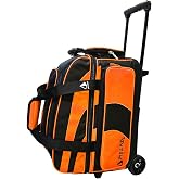 Pyramid Deluxe Double Roller 2 Ball Bowling Bag with Large Separate Shoe Compartment (Up To 2 Pairs Of Shoes) and Accessory Pockets, Sturdy Square Handle - Extends to 40" - Pro Options Available