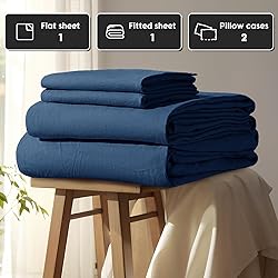 Shilucheng 100% French Linen Sheets - Queen Size