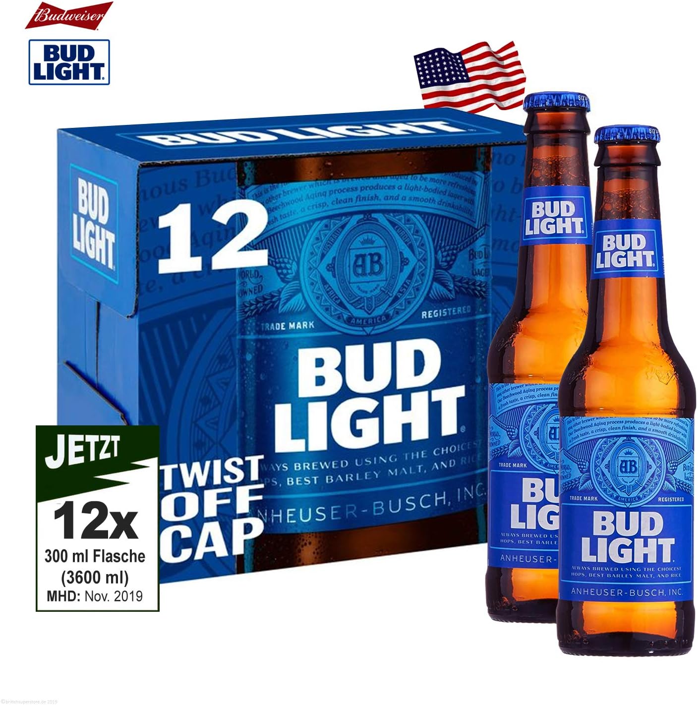 Budweiser Bud Light Beer Flasche 12x 300ml 3600ml Das Neue Beliebte Usa Light Bier Amazon De Bier Wein Spirituosen