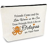 Friendship Makeup Bag Funny Best Friend Gift for Women Octopus Lover Gift for Sister Travel Cosmetic Bag Long Distance Friendship Present Birthday Graduation Present for Best Friends Bestie Sister