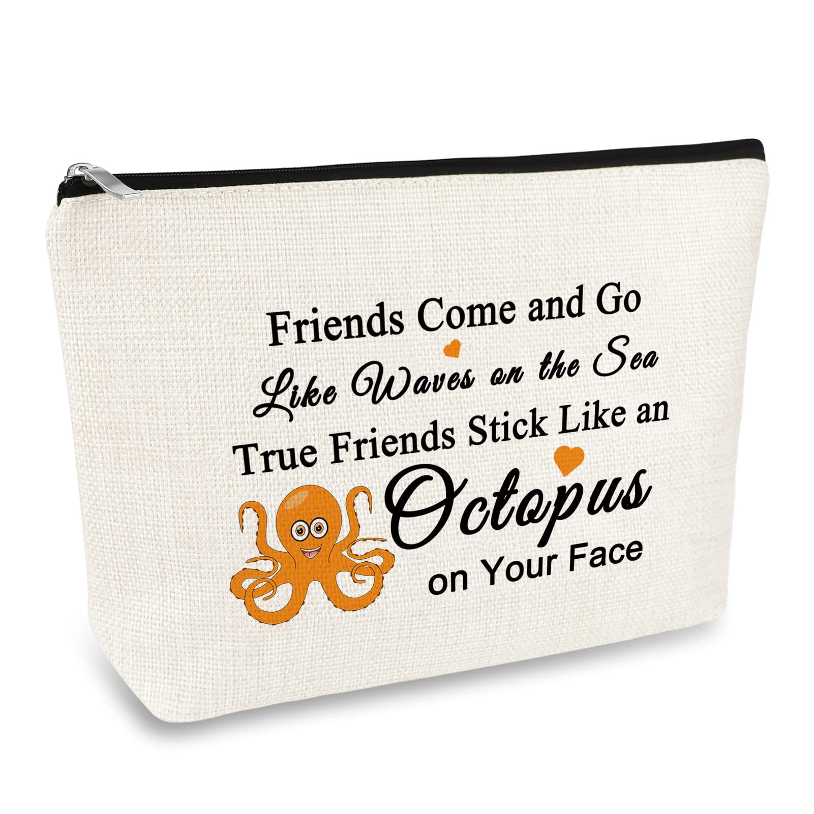 Friendship Makeup Bag Funny Best Friend Gift for Women Octopus Lover Gifts for Sister Travel Cosmetic Bag Long Distance Friendship Gift Birthday Christmas Graduation Gifts for Best Friends Bestie