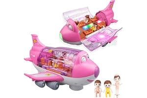 victob Toy Airplane for Kids - Toddler Toys Bump and Go Action Air Plane with LED Flashing Lights & Sounds, Birthday Gifts for Boys Girls Ages 3-8 Year Olds (Pink)
