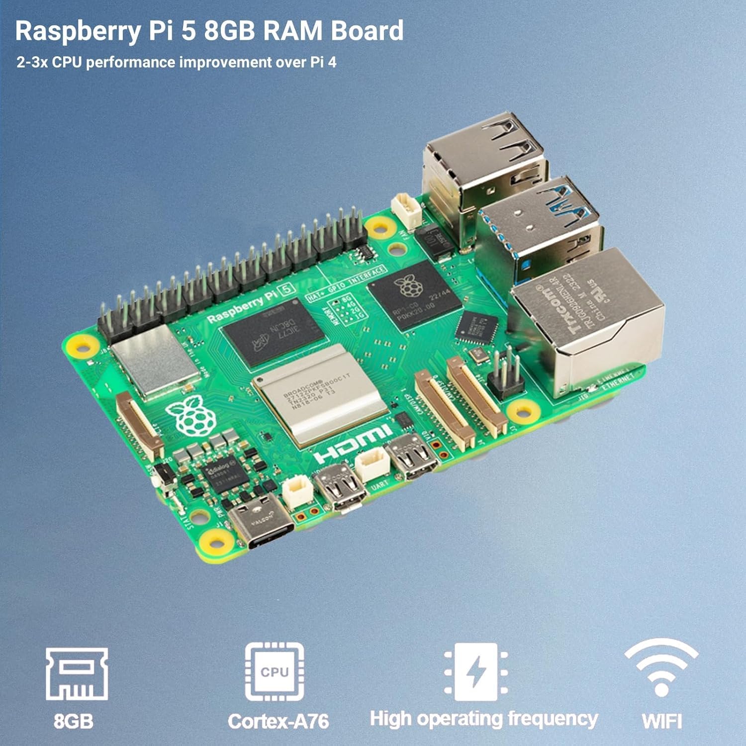 RasTech Raspberry Pi 5 Kit 8GB RAM with Pi 5 Case,Active Cooler,Screwdrive and Pi 5 8GB Board Included