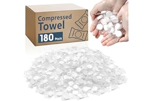 NUITPY 180 PCS Compressed Towel, Mini Compressed Towel Tablets, Disposable Compressed Face Towels, Camping Towel, Portable Bulk Compressed Coin Tissues for Home, Travel, Outdoor Sports