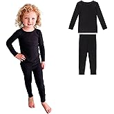 Posh Peanut Classic Boys Pajamas - Kids Pajamas in Lightweight, Breathable Viscose from Bamboo - Long Sleeve Boys Pjs - 2 Piece Pajama Sets (18-24 months) Solid Ribbed Black