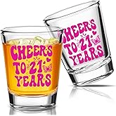 Patelai 2 Pieces 21st Birthday Shot Glass Finally 21st Birthday Gifts for Women 2 oz Shot Glass 21 Gifts Ideas Nurse Week for Her Sisters Turning Party(Pink)