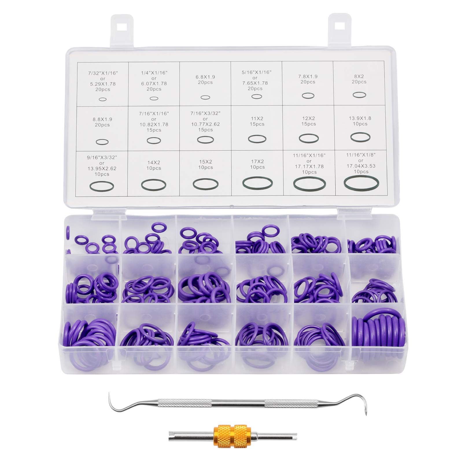 SPEEDWOX 270 Pcs Rubber O Ring Assortment Kit with Valve Core Removal Tool and Double-ended Hook Gasket Ring Set Sealing Gasket Washer Set for Faucet Tap Plumbing and Automotive Repair