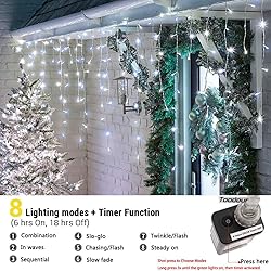 Toodour Christmas Icicle Lights Outdoor, 360 LED