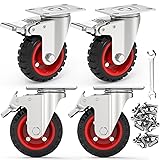 Homhoo 4" Swivel Caster Wheels with Safety Dual