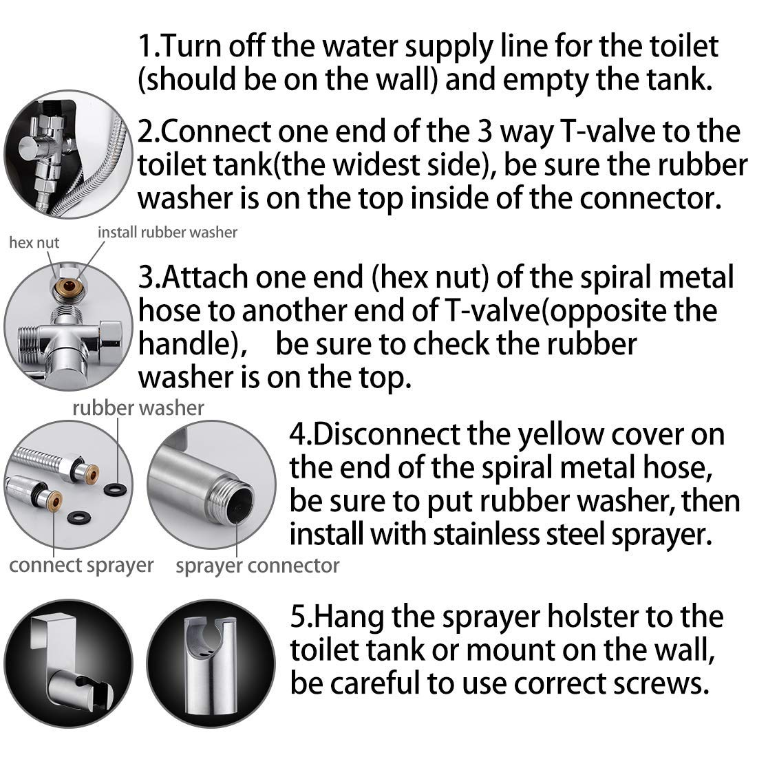 LIKAMU Stainless Steel Handheld Bidet, Bushed Nickle Hand Held Bidet Sprayer Cloth Diaper Sprayer Kits for Toilet, Bathroom, Kitchen