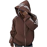Verdusa Womens Zip Up Hoodie Oversized Sweatshirt Fall Jacket with Pockets Winter Clothes