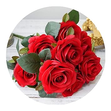 Amazoncom 10 Heads Big Artificial Rose Flower Bouquet
