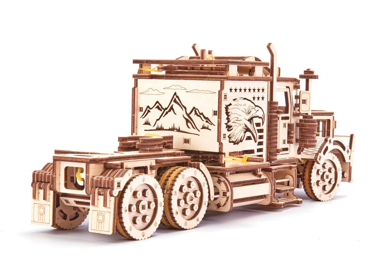 Wood Trick Big Rig Truck Car 3D Wooden Puzzles for Adults and Kids to Build - Rides up to 6ft - 14x6″ - Realistic Semi Truck - Wooden Models Engineering DIY Project Mechanical Wood 3D Puzzles Kits