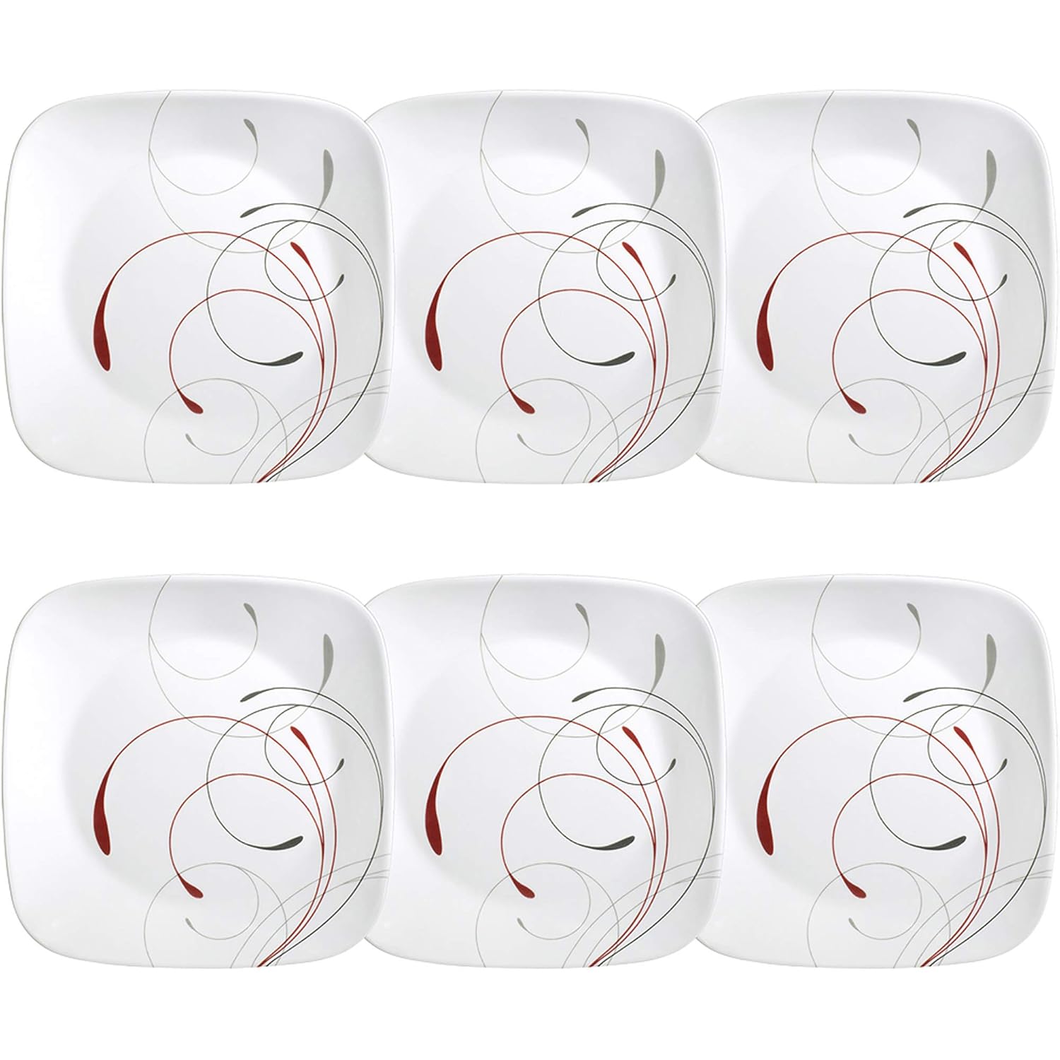 Set of 6 Corelle Square Splendor 9 Plate Set Accent Plates Plates