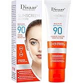 DISAAR BEAUTY Sunscreen Lotion SPF 90 PA+++ Sweatproof UVA/UVB Protection Waterproof Moisturizing Skin 50ml / 1.69fl.oz