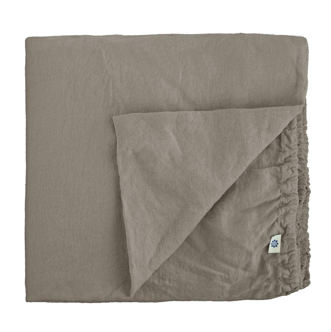 Linen & Cotton Extra Soft Fitted Bed Sheet ALICIA, 100% Stonewashed Linen, KING - 150 x 200cm (60'' x 80''), Taupe