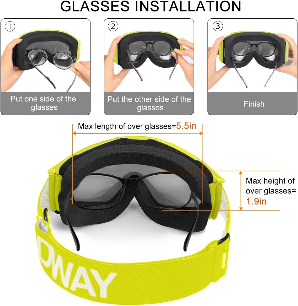 Maschera da sci per occhiali da vista Clearance