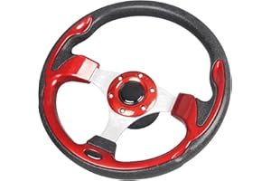 Spaorcco 12.5" Red Boat Steering Wheel Anti-Slip ，3/4 Inch Axle Marine Steering Wheel Adapter for Seastar and Verad, etc. for Marine Boats, Vessels, Yacht, Pontoon Boat