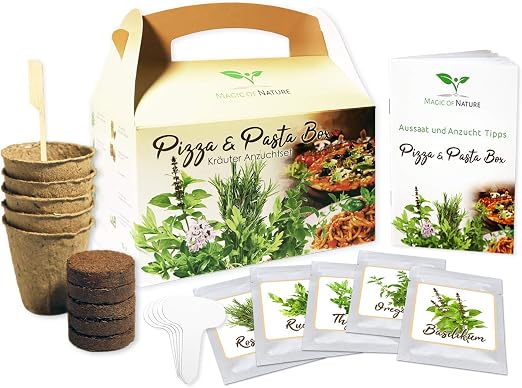 Pizza & Pasta Box - Hierbas Anzuchtset - para Selberzüchten o para ...