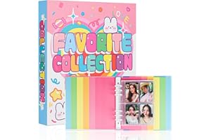 Baskiss A5 Kpop Photocard Binder with 30 4-Pocket Pages and One Divider, Cute 120 Pockets 6 Ring Card Holder Album Snug Fit for Standard Idol Photocards, Polaroids, Photos (Candy Rabbit)