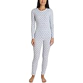 Laura Ashley Women's Thermal Underwear Set- Soft Brushed Waffle Base Layer Long Sleeve Shirt and Legging Set