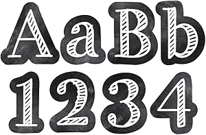 Creative Teaching Press Chalkboard 4" Designer Letters, Black/White (Decorate Party Signs, Hallways, Doors, Rooms, Offices, Learning Spaces and More) (0279)
