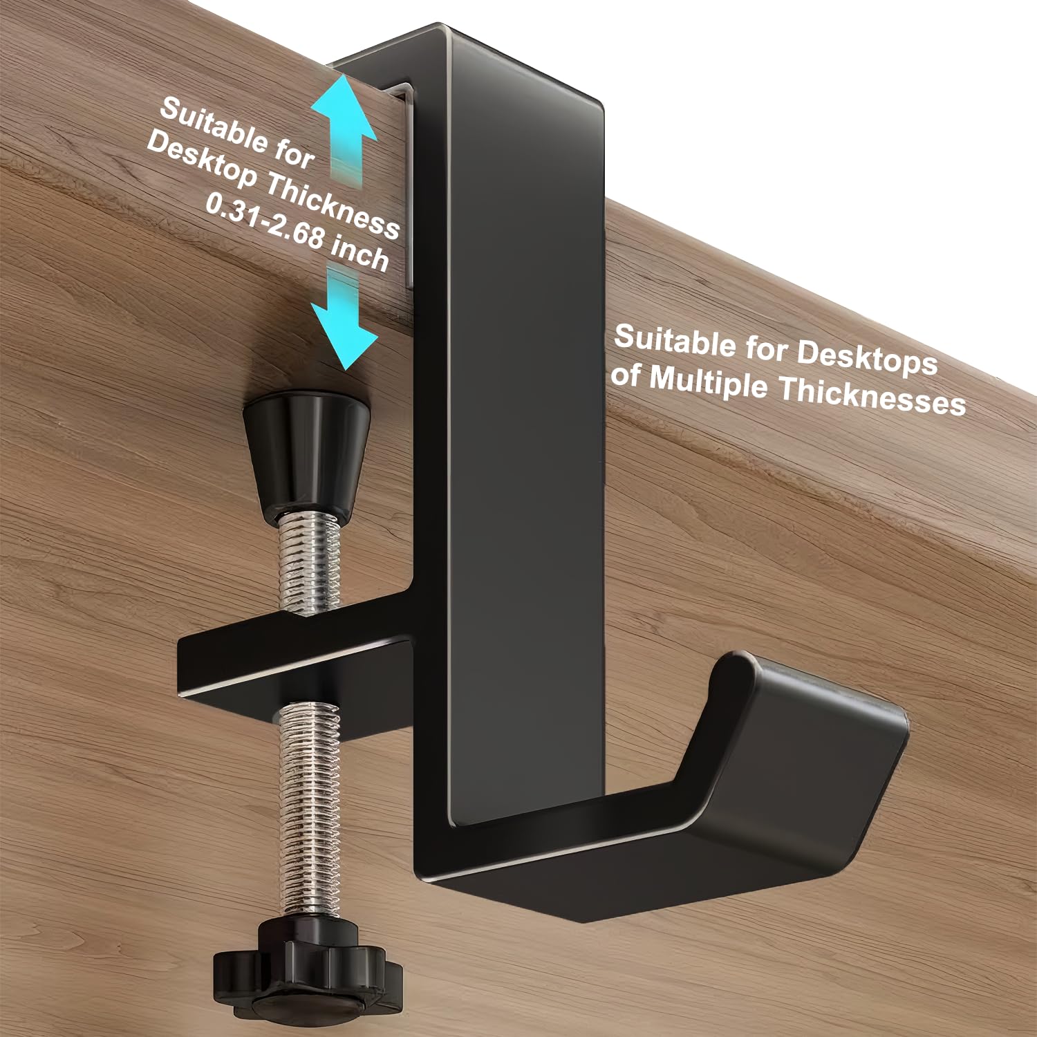 Headphone Stand Hanger Holder, Under Desk Aluminum Alloy Headset Stand with Fit for Gaming PC Accessories,Under Desk Clamp Hook Mount Suitable for Xbox/PS4 Controller, Office, Computer Desk (Black)