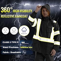 SKSAFETY Hi Vis Reflective Work Rain Jacket for Men