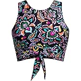 Crop Top Swim Bathing Suit - Women Bikini Swimsuit Top High Neck Bra Tie Knot Top Only 2025