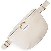 The Peacock Crew Spacious Beige Off White Crossbody Belt Bag in Cotton Canvas – Lightweight Comfortable & Elegant Sling Pouch Travel Safe Design & Daily Use – Dual Zippers Fanny Pack for Men & Women
