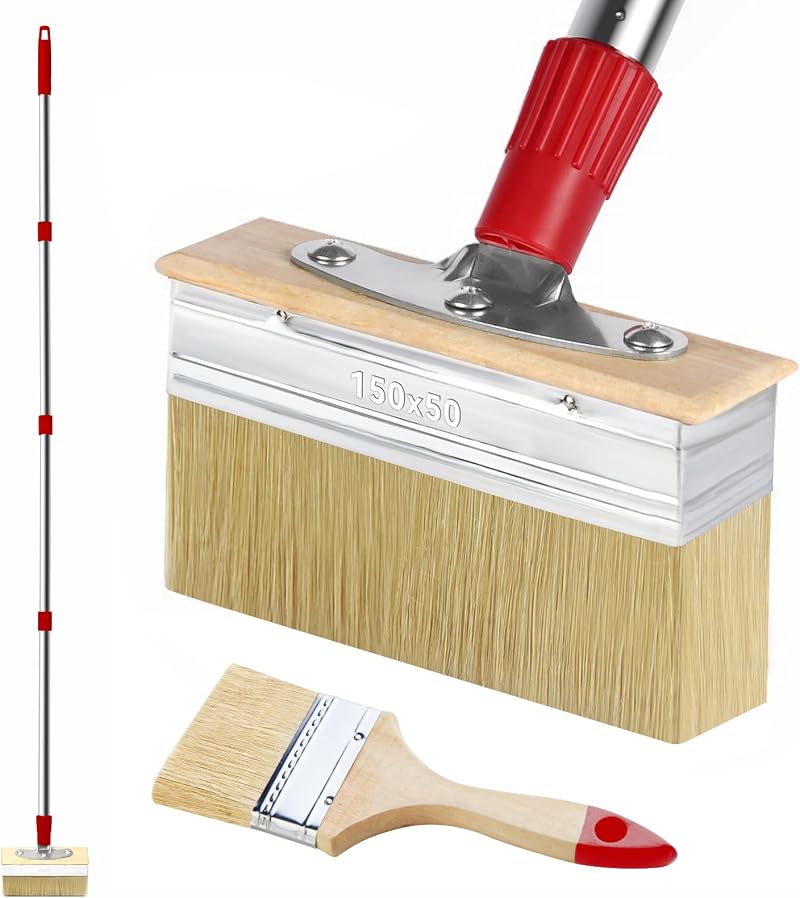 PIMEKOY 60 in Decking Brush Set with 6 in Long Handle and 3 in Brush