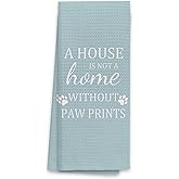 TNUW Dog Kitchen Towels 16″×24″, Dog Decorations for The Home,A House is Not A Home Without Paw Prints Soft and Absorbent Kitchen Tea Towel Dish Towels Hand Towels, Dog Lovers Gifts for Women(Blue 1)