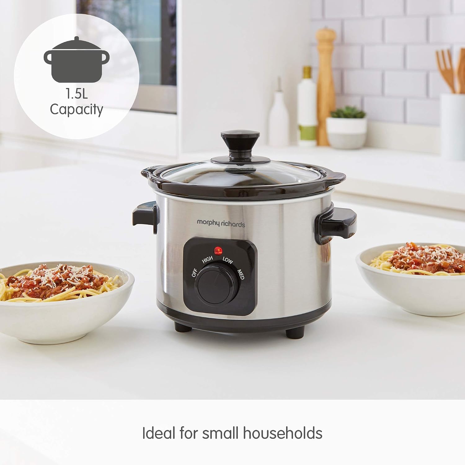 Morphy Richards 460300 Slow Cooker 1.5L, Ceramic, 1.5 liters, Brushed Steel - Image 4