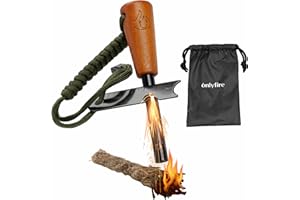ONLYFIRE OUTDOOR LIVING onlyfire Fire Starter Survival Tool, Ferro Rod Kit with Tinder Wick, Pouch, Waterproof Flint and Steel Fire Starter for Camping, Hiking and Backpacking Gear