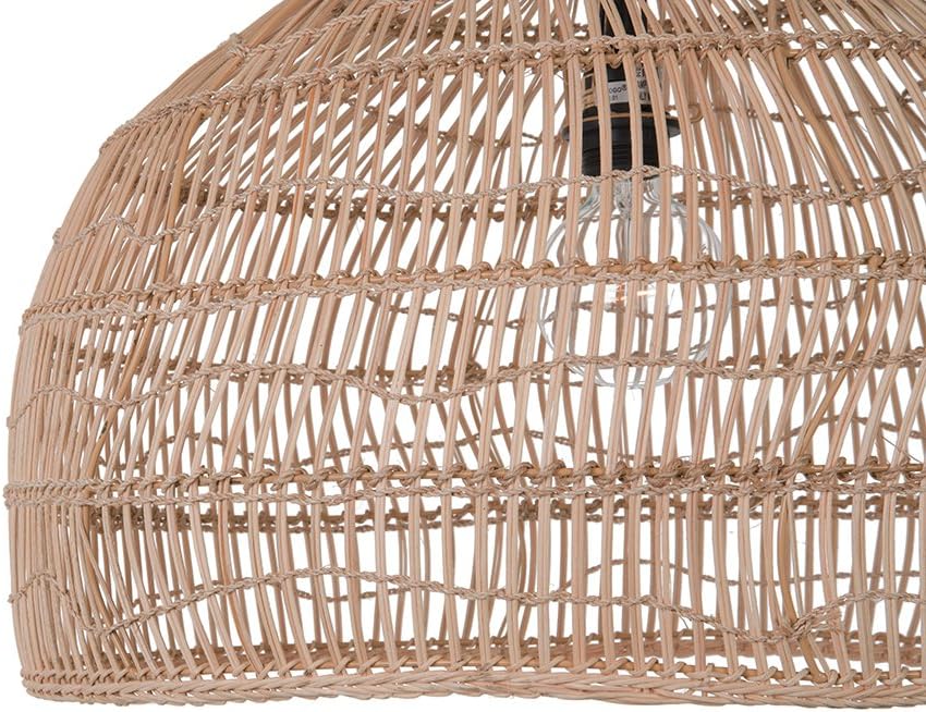 KOUBOO 1050100 Open Weave Cane Rib Dome Hanging Ceiling Lamp, One Size, Wheat - - 