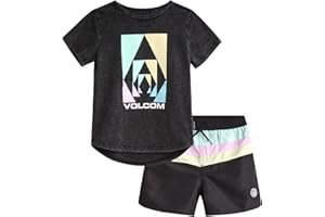 Volcom Boys' Bathing Suit Set - 2 Piece Short Sleeve T-Shirt and Boardshorts Swimsuit Trunks - Swimwear Set for Boys (2T-7)