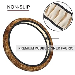 Wood Grain Print Steering Wheel Cover, Non-Slip