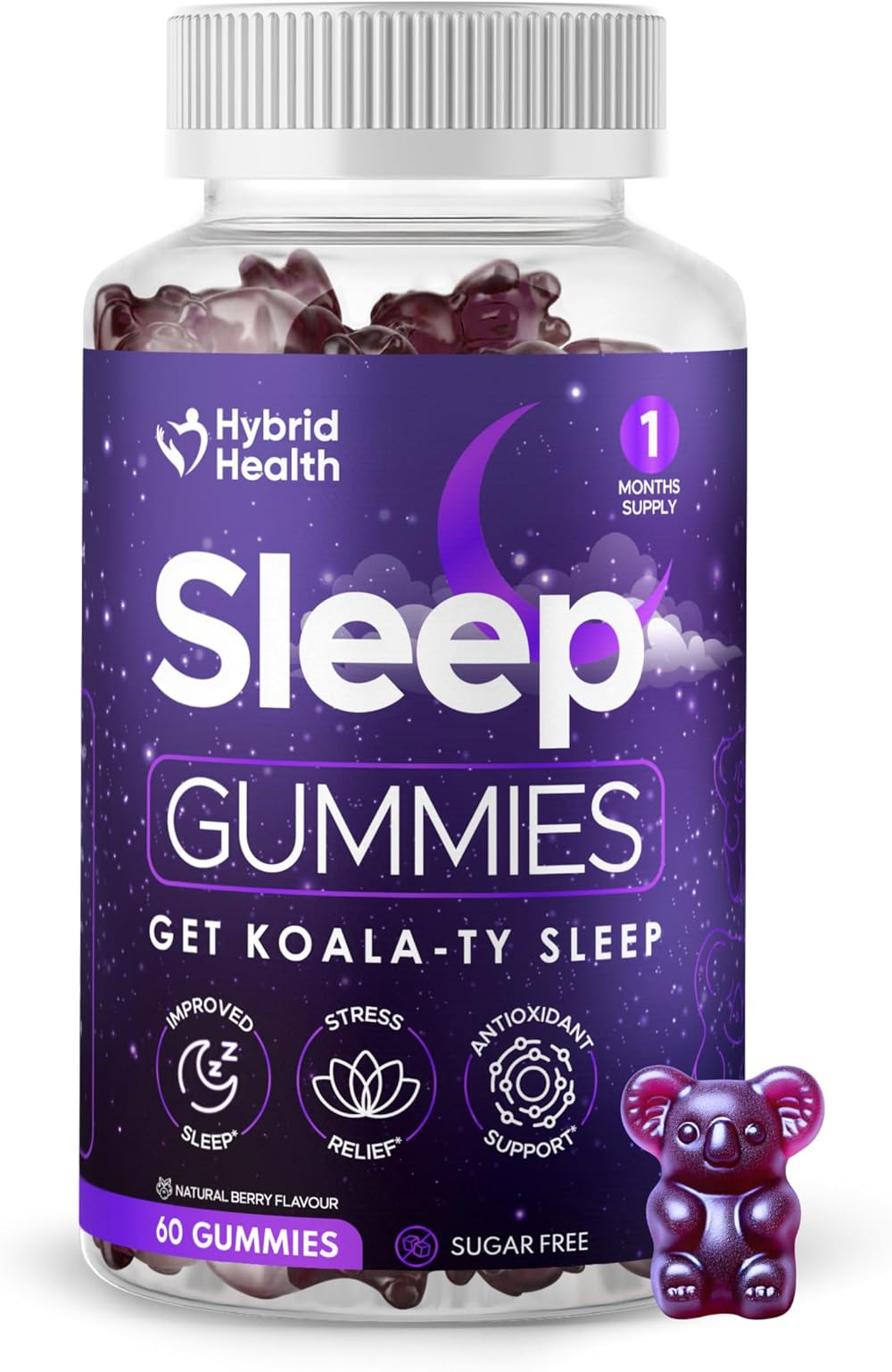 Hybrid Health Sugar Free Sleep Gummies 60 Maximum Strength with Ashwagandha