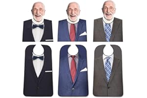 EPOBOB 3 Pack Adult Bibs with Crumb Catcher, Washable and Adjustable Adult Bibs for Men Elderly Seniors, Bibs for Eating