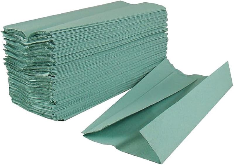 Q-Connect 2Work 1-Ply C-Fold Hand Towels 217x310mm Green Pack 2880