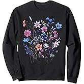 Vintage Flowers Women Wildflower Graphic Floral Gardening Sweatshirt