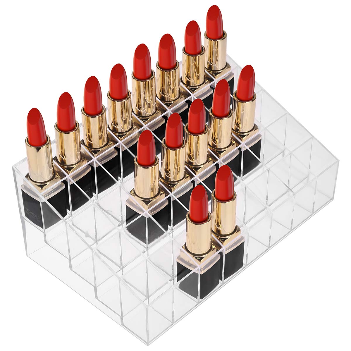 Benbilry 40 Spaces Lipstick Organiser, Transparent Cosmetic Organiser Clear Makeup Case Display for Lipstick, Bottles, Brushes and More(40 Slots) — image 1