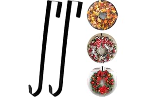BTMOOZ Wreath Hangers for Front Door 2 Pcs Wreath Door Hanger 12" Black Over The Door Wreath Hook Metal Garland Hanger Back Door Wreath Holder for Halloween Christmas Hanging Welcome Sign Hat Cloth